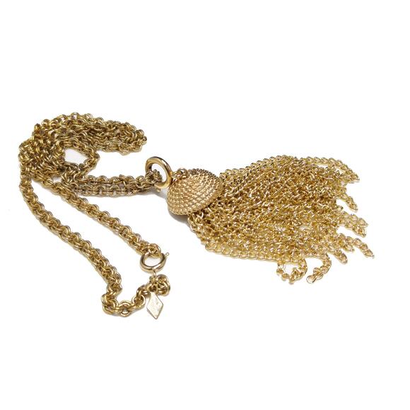 Vintage Sarah Coventry Gold Tassel Necklace, Removable Pendant, 1970s Jewelry - Picture 5 of 10